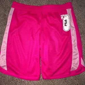 bright pink fila sport performance shorts